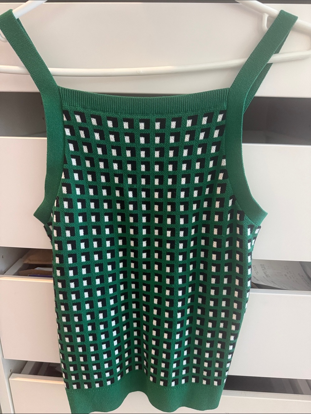 Banana Republic Green Grid Knit Tank Top
